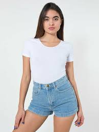 American Apparel Size 25 Light Blue Wash High Waist Denim Jean Cuff Shorts Americanappar American Apparel Denim American Apparel Jeans American Apparel Shorts
