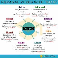 19 Phrasal Verbs With Kick Kick Off Kick Out Kick In Kick Up 7 E S L English Phrases Learn English Learn English Words