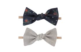 Navy Floral Baby Headband Bow Set Britts Bows