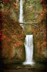 Image By Peter Roome Multnomah Falls Red Columbia River Gorge Or Majestic Waterfall Is Fla Fall Travel Destination Holiday Travel Destinations Waterfall