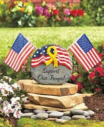 Military Garden Stone Removable Flags Ceramic Tribute Memorial Yard Decor Army Navy Air Force Marines Suppo Garden Stones Military Decor Memorial Garden Stones