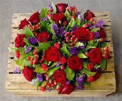 How much do funeral flowers cost? Red Rose Purple Posy Funeral Flower Arrangements Memorial Flowers Sympathy Flowers
