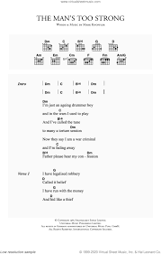 Straits The Man S Too Strong Sheet Music For Guitar Chords
