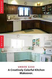 Before After An Under 200 Creatively Colorful Kitchen Makeover Budget Kitchen Remodel Kitchen Design Kitchen Makeover
