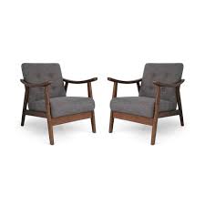 Sold in sets of 2, these mid century modern fabric upholstered chairs feature a curved back and waterfall wood legs with a. Set Of 2 Chabani Mid Century Modern Accent Chair Dark Gray Christopher Knight Home Target