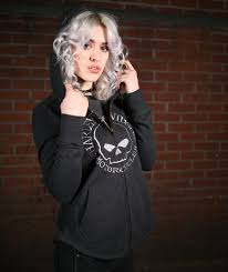 Harley davidson sweatshirt unisex hooded hoodie new season casual wear. 99239 19vw Harley Davidson Damen Zip Hoodie Metallic Skull Im Thunderbike Shop