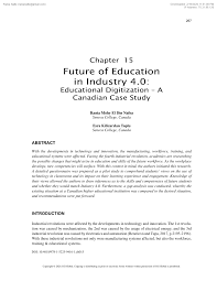Pdf Future Of Education In Industry 4 0 Educational Digitization A Canadian Case Study