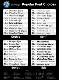 font chart waterford signs