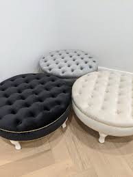 Round tufted coffee table ottoman. Round Chesterfield Ottoman With Rivets Deep Buttoned Coffee Etsy Classic Furniture Chesterfield Ottoman Coffee Table