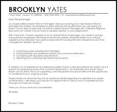 Assistant Branch Manager Cover Letter Sample Cover Letter Templates Examples