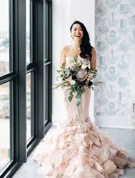 The Bride Wore A Stunning Blush Dress At This Industrial Modern Wedding Green Wedding Shoes Wedding Dresses Blush Wedding Dresses Vera Wang Pink Wedding Dresses