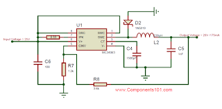 Mc34063 Buck Converter Circuit Diagram Circuit Diagram Converter Electronics Basics