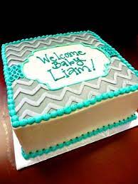 Super Cute Chevron Baby Shower Cake No Fondant Just Icing Love It Baby Shower Cakes For Boys Baby Shower Cakes Chevron Baby Shower Cake
