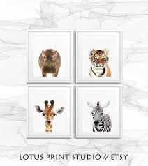 Set Of 4 Safari Animal Prints Nursery Baby Animal Posters Etsy Safari Animal Prints Safari Wall Art Safari Animal Prints Nursery