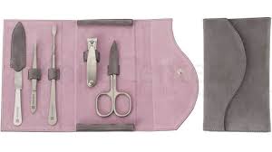Wusthof 5 piece kitchen tool set Wusthof 5 Piece Stainless Manicure Set Goat Velour Leather Case Knifecenter 9136 Discontinued