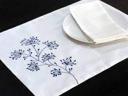white linen placemat white linen blue floral embroidery placemat set of 4 fabric placemat embroidered japanese embroidery paper embroidery fabric placemats