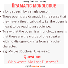 What does dramatic mean in this definition? Dramatic Monologue Meaning Features And Examples Dramatic Monologues Monologues Teaching Literature