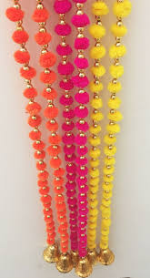 Pack Of 6 Wool Pom Pom Garlands With Bell Holi Party Decor Photo Prop Indian Wedding Decoration Mehndi Decoration Party Backdrop Diy Diwali Decorations Diwali Decorations Diwali Decorations At Home
