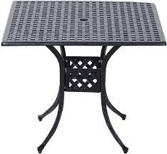 Shop our best selection of outdoor dining tables with umbrella hole to reflect your style and inspire your outdoor space. Amazon Com Outsunny 36 X 36 Square Metal Outdoor Patio Bistro Table With Center Umbrella Hole Cast Iron Stylish Design Patio Lawn Garden