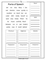 Parts Of Speech Worksheet Parts Of Speech Worksheets Part Of Speech Grammar Order Of Adjectives Worksheet