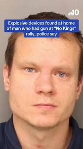 Approximately 13 improvised explosive devices were found at the home of  Kevin Krebs, 31, who was arrested after he was allegedly found with a gun,  knives, magazines, ski mask, gloves and spray at the ...