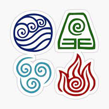 Iroh drew the symbols of the bending arts in the dirt. Avatar Element Symbols Stickers Redbubble