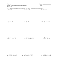 Alternatively, learners can attend extra maths lessons at our centre. Solving Radical Equations And Inequalities Worksheet For 11th Grade Lesson Planet