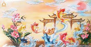 Những chú cá chép được các họa sĩ vẽ trong bức tranh cá chép vượt vũ môn hóa rồng hiện lên với những hình tượng đầy sống động, chúng bơi lượn với những màu sắc sặc sỡ độc đáo, mang đến không khí trang nhã, đầy tôn nghiêm trong gia đình. VÆ°á»£t VÅ© Mon La Gi NghÄ©a Cá»§a Tá»« VÅ© Mon Trong Tiáº¿ng Viá»‡t