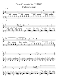 Mozart clarinet concerto in a 2nd movement: Piano Concerto No 21 K467 2nd Movement Sheet Music For Piano Solo Musescore Com