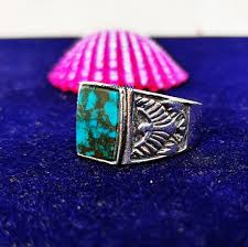 Eagle Turquoise Ring for Men, 925 Sterling Silver Mens Ring, Square Stone  Ring, Signet Ring, Alternative Engagement Ring.