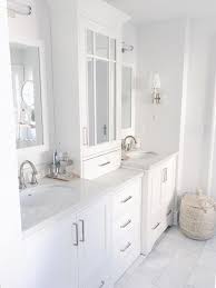 Love This Large White Vanity With Tower All White Master Bathroom Whitetiledbathroom White Master Bathroom Bathroom Vanity Designs Bathrooms Remodel