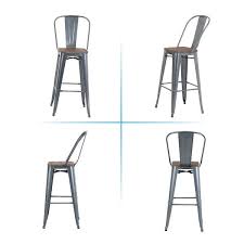 White metal dining chairs with wood seat counter. Alpha Home 30 Inch High Back Bar Stools With Wood Seats Set Of 4 Overstock 30573891