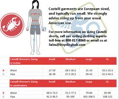 26 exact castelli bib size chart