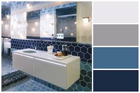 Choosing the right kind of color scheme for your bathroom can make all the. A Range Of Rich Blue Hues Give This Coastal Bathroom Color Palette An Underwater Vibe Inspired Best Bathroom Colors White Bathroom Colors White Bathroom Decor