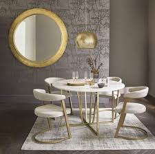 Marble round dining tables are an excellent item to elevate your dining room design! Round White Marble 6 7 Seater Dining Table D130 Midtown Maisons Du Monde