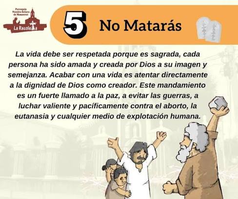 Este miércoles en #AprendiendoLiturgia te explicaremos sobre el quinto  mandamiento: No matarás La vida humana es sagrada, porque desde el inicio  (en la concepción) es fruto de la acción creadora de Dios