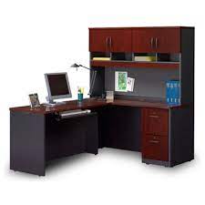 This computer desk with locking drawers is gorgeous and provides a lot of space for your computer, stationery and accessories. Locking Single Pedestal L Desk With Hutch By Sauder Office Furniture Nbf Com