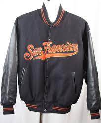 San Francisco Giants Identity Wool Leather Snap Front Jacket Htf Black Sleeves Snap Front Jacket Jackets Sleeves