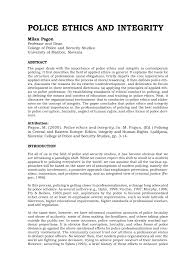 Pdf Police Ethics And Integrity