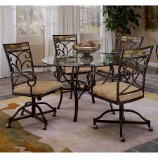 Hillsdale Furniture Pompei Metal Dining Chair With Casters Set Of 2 Black Gold Walmart Com In 2020 Glass Round Dining Table Glass Kitchen Tables Round Dining Table Sets