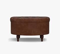 Leather storage ottoman high quality faux leather ottoman with two divided seats. Lorraine Tufted Leather Round Storage Ottoman Pottery Barn