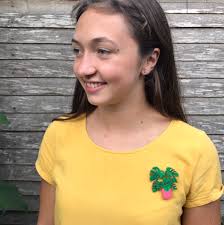 Monstera Plant Pin, Botanical Wooden Hand Painted Brooch