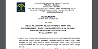 Pemanggilan melaksanakan tugas dan mengikuti pengarahan bagi calon pegawai negeri sipil (cpns) formasi tahun 2019 kementerian hukum dan hak asasi manusia tahun anggaran 2020 dapat dilihat disini. Jadwal Skb Cpns Kemenkumham Diumumkan Simak Ketentuannya Halaman All Kompas Com