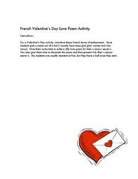 French Valentine S Day Love Poem Activity Activite Pour L Poem Activities Love Poems Smart Board Lessons