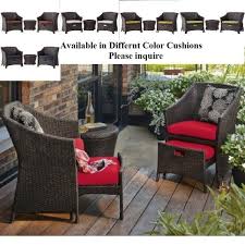 Outdoor 5 Pc Bistro Conversation Set Table Chairs Nesting Ottomans Cushions Resort Style Terrace Amazon Patio Lawn Garden Patio Patio Design Porch Furniture