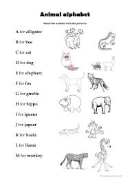 Tiere sind oft in wimmelbildern vorhanden, die die kinder. Animal Alphabet English Esl Worksheets For Distance Learning And Physical Classrooms