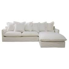 White 6 Seater Washed Linen Right Hand Corner Sofa Bed Maisons Du Monde Linen Corner Sofa Corner Sofa Bed Corner Sofa