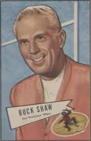 1952 bowman Large lawrence "buck" shaw Football Card. VG Small Crease