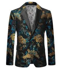 Black And Gold Blazer Mens In Style Floral Black And Gold Blazer At Pilaeo Shop This New Gold And Black Blazer That Is Embroidered Wit In 2020 Mens Floral Blazer Gold Blazer Mens Fashion Blazer