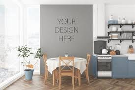 Download Download Free Blank Wall Mockup Art Pink Kitchen Interior Dining Room Psd Free Psd Mockups Pink Kitchen Interior Interior Pink Kitchen